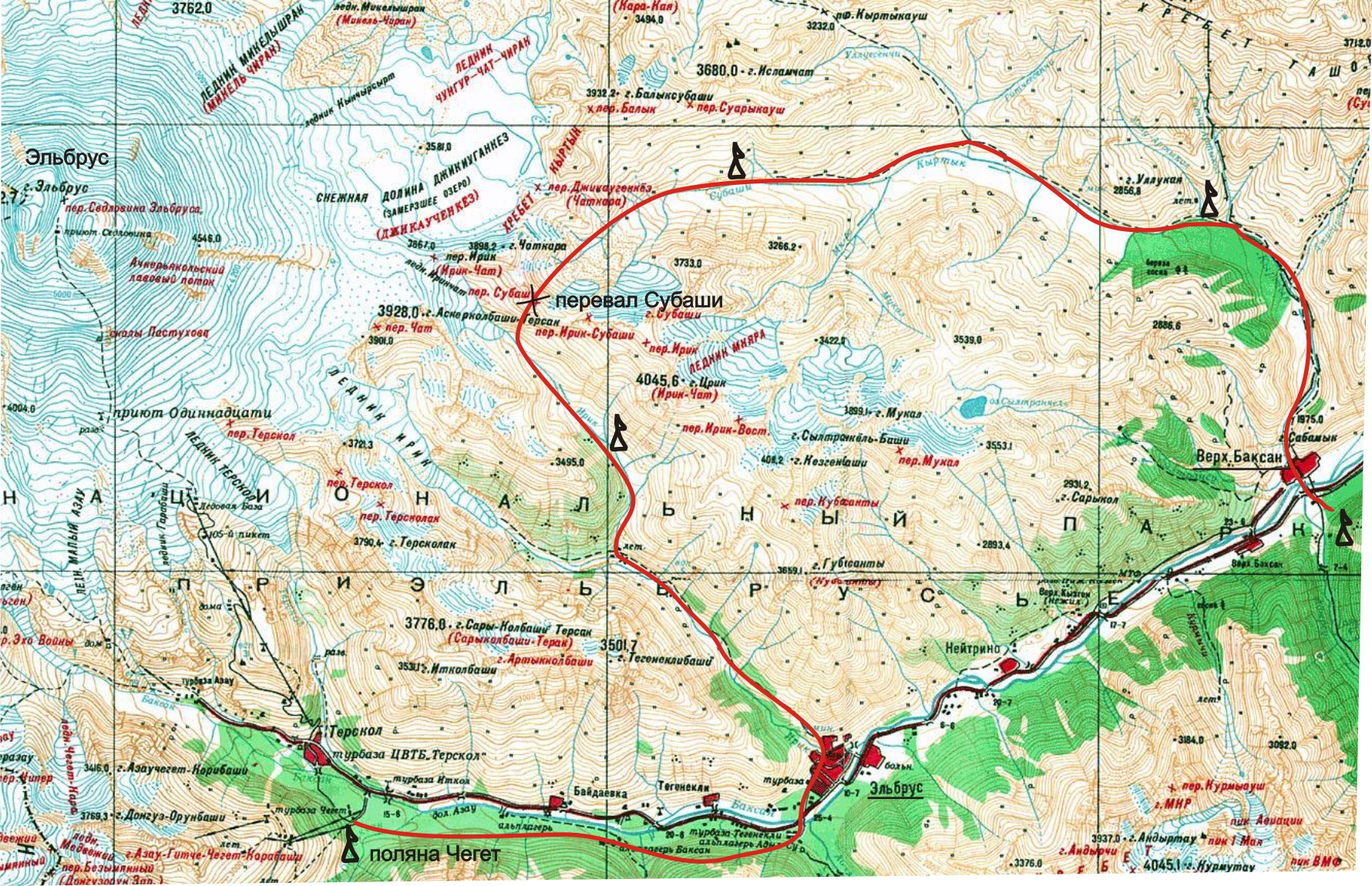 Национальный парк Приэльбрусье карта
